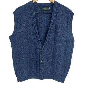 Vintage 90’s‎ Orvis Sweater Vest Blue Button Front Academia Large
